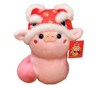 Générique Stuffed Snake Plush Toy with Lion Hat, 3D Soft Mascot Doll for Chinese New Year, Adorable Standing Snake, Cultural Holiday Decoration Gift, Cute Collectible Animal Toy for Kids and Adults