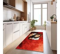 Générique Style Anime Bel HommeTapis Couloir Long 50 x 140 cm Doux Antidérapant Tapis Étroit, Lavable Moquette Cuisine Long - Coureur de Passage pour Cuisine Couloir Passage Chambre, Rouge