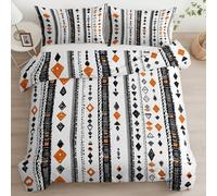 Générique Style Ethnique Traditionnel Parure de Lit Motif Abstrait Housse de Couette 140 x 200 cm, Ensemble de Literie avec 1 Housses de Couettes et 2 Taie d'oreiller pour 1 Personnes