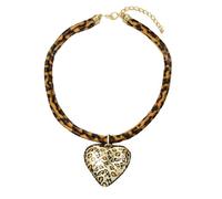 Générique Styles Collier pendentif coeur longueur réglable et chaîne de clavicule cordon imprimé léopard pour femmes à la mode collier imprimé léopard