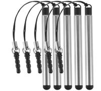 Générique Stylet Tactile Rétractable pour Écran Capacitif Smartphone et Tablette, 5pcs, Portable, Fin, en Plastique et Métal Argenté Lanière Pratique