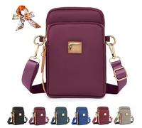 Générique Stylish 3-Layer Shoulder Crossbody Bag, Small Crossbody Cell Phone Bag for Women, Nylon Waterproof Mini Crossbody Purse (Purple)