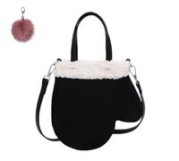 Générique Stylish Faux Lamb Wool Plush Handbag,Large Capacity Glove Shaped Crossbody,Winter Cute Retro Frosted Suede Leather Bag