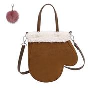 Générique Stylish Faux Lamb Wool Plush Handbag,Large Capacity Glove Shaped Crossbody,Winter Cute Retro Frosted Suede Leather Bag
