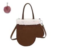 Générique Stylish Faux Lamb Wool Plush Handbag,Large Capacity Glove Shaped Crossbody,Winter Cute Retro Frosted Suede Leather Bag