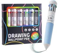 Générique Stylo à bille 60 couleurs, ensemble de stylos à encre multicolores 10 en 1 dans un coffret, pointe rétractable de 0,8 mm, stylos et fluides pour dessiner, écrire et créer des œuvres d'art