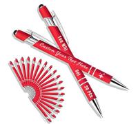 Générique Stylo à bille personnalisé avec gravure laser, stylo à bille avec stylet, ensembles avec 10/20/50/100, boîtier en différentes couleurs Rouge 20