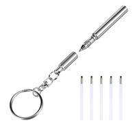 Générique Stylo à Bille Télescopique en Acier Inoxydable Compact avec Porte-clés Robuste, Mini Stylo Rétractable de Poche, Livré avec Recharges, pour Bureau et Usage Quotidien