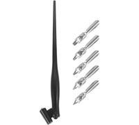 Générique Stylo à Plume de Calligraphie Multifonction Pointe Courbée Ensemble 5 Pointes Plates Gothiques 1 Corps Métal Stylo à Encre Élégant pour Dessin et Écriture Artistique