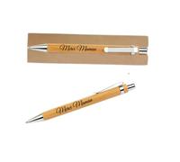 Générique Stylo Bambou Gravé, Cadeau Personnalisé pour Papa, Maman, Maîtresse, Écriture Fluide, Gravure Élégante (H)