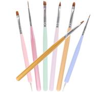 Générique Stylo de Peinture pour Nail Art Double Tête Ensemble de 7 Pinceaux Manucure Couleur Macaron Manche en Bois Outil Précis pour Motifs d'Ongles DIY et Gel Usage Salon ou Maison