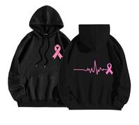 Générique Stylo Octobre Rose Sweat Plaid Long Sport Femme Sweat-Shirt Ruban Zippé Shirt Sweet Capuche Pull Pale Sweats À Polaire Veste Rosevetement Automne Garçon