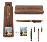 Générique Stylo Personnalisé, Stylo Personnalisable, avec Photo et Texte Gravé Personnalisé, Stylo Bois+Coffret Cadeau, Offrez un Cadeau Utile et Unique/Anniversaire/Gravure prénom (stylo-plume)