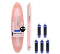 Générique Stylo-Plume Rétractable : 0,38 mm, Encre Bleue Et Noire, Corps du stylo de couleur, 5 cartouches D’encre Rechargeables Incluses. Pour Une écriture (Rose, Noir non effaçable)