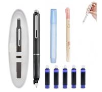 Générique Stylo-Plume Rétractable : 0,38 mm, Encre Bleue Et Noire, Corps du stylo de couleur, 5 cartouches D’encre Rechargeables écriture fluide. Stylo à pointe fine (noir, Noir (non effaçable))