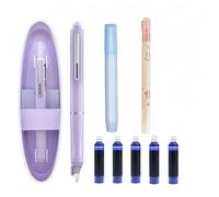 Générique Stylo-Plume Rétractable : 0,38 mm, Encre Bleue Et Noire, Corps du stylo de couleur, 5 cartouches D’encre Rechargeables écriture fluide. Stylo à pointe fine (violet, Noir (non effaçable))