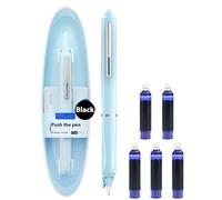 Générique Stylo-Plume Rétractable : 0,38 mm, Encre Bleue Et Noire, Corps du stylo de couleur, 5 cartouches D’encre Rechargeables Incluses. Pour Une écriture (Bleu, Noir non effaçable)