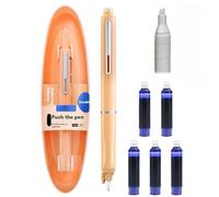 Générique Stylo-Plume Rétractable : 0,38 mm, Encre Bleue Et Noire, Corps du stylo de couleur, 5 cartouches D’encre Rechargeables Incluses. Pour Une écriture (Orange, Bleu effaçable)