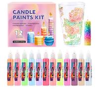 Générique Stylos À - 12 Couleurs De Peinture Pour Bougies - Bougies, Marqueurs D'écriture Pour Dessin, Convient Aux Débutants, Tissu En Coton, Artisanat En Verre, Adultes, Anniversaire, Festival,