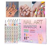 Générique Stylos à Ongles,12 Couleurs Outils Peinture Manucure - 0,7 mm Stylos à l'Ongle - Point, pointillé, dessin, sculpture, acrylique, filles, salon et maison, beauté et soins