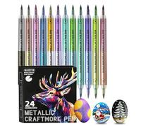 Générique Stylos À Peinture - À Base D'huile 14,5x16,5cm | Palette De 24 Couleurs À Double Extrémité, 12 Pièces, Marqueurs À Pointe Souple, Surligneur Étanche, Pour Journalisation