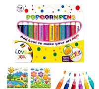Générique Stylos à pop-corn, stylos à dessin pop-corn 3D (12 Pcs) | Feutres à effet gonflant activés par la chaleur, kit de loisirs créatifs DIY, cadeau créatif pour enfants