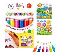 Générique Stylos à pop-corn, stylos à dessin pop-corn 3D (6 Pcs) | Feutres à effet gonflant activés par la chaleur, kit de loisirs créatifs DIY, cadeau créatif pour enfants