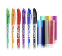 Générique Stylos Effaçables - Coque PP 15,5 Cm 0,5 Mm | Plume D'encre Gel À Pointe Fine 6 Couleurs Avec Kit De 30 Recharges | Papeterie D'écriture Disparaissant Par Friction Thermique Pour Et Adultes