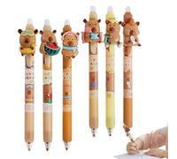 Générique Stylos Gel Effaçables - 6 Pièces pour Effacer les Erreurs Set à Thème Capybara - Stylos à Encre Effaçable Fines 0.5 mm - pour Écriture Prise de Notes Étudiants Adultes Bureau École