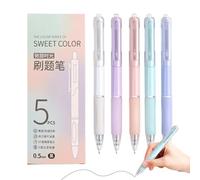 Générique Stylos Gel Rétractables,5 Pièces Pointe 0,5 mm Encre Noire 5 Pièces | Lot Pour Étudiants,pour adultes école maison bureau réunion, prise de notes écriture dessin