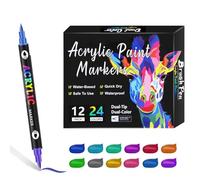 Générique Stylos Peinture Acrylique Double Pointe - PP Nylon Encre 15,5x17,5x3 Cm | Feutres Pinceaux De Peinture | Stylos Pour Dessin Et Croquis Kit De Fournitures Artistiques | Pour Coloriage
