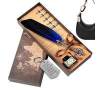 Générique Stylos Plume - Écriture Fluide Rétro Avec Porte-Clés | Ensemble de Stylos Plume Rétro avec Encre | Pour Journaling Dessin Signatures Femmes Hommes Débutants Maison Bureau Voyage