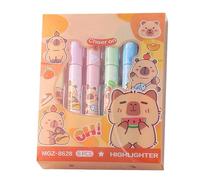 Générique Stylos Surligneurs - Surligneurs En Forme De Capybara, Lot De 6 Surligneur Esthétiques, Pointe Biseautée De Dessin Animé, Marqueurs Fluorescents Pastel Capybara Pour Étudiants, Fourniture