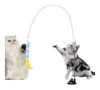 Générique Suction Cup Cat Toy - Vacuum-Lock Heavy-Duty Base, High-Flex Carbon-Fiber Teaser Wand, Natural Feathers for Kitten Training & Enrichment | Indoor & Home