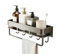 Générique Suction Cup Shower Shelf | No-Drill Organizer with Hooks | Shower Shelves Suction Cup - for Apartment Home Bathroom Kitchen RV Toilet