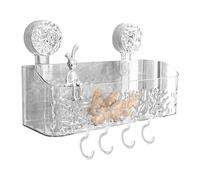 Générique Suction Cup Shower - Strong Hold Removable Rack, Clear PET Bathroom Shelf, No Drilling Wall Mounted Basket, Organizing Shampoo Soap Conditioner Bottles | For Tile Mirror