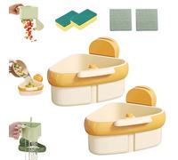 Générique Suction Cup Sink Corner Rack,2025 New Upgraded Suction Cup Press Sink Drainer Basket, Corner Sinks Trash Catcher,Corner Hanging, Rust Resistant, for Kitchen Bathroom Dishware (2PCS-Yellow)