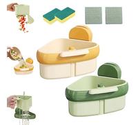 Générique Suction Cup Sink Corner Rack,2025 New Upgraded Suction Cup Press Sink Drainer Basket, Corner Sinks Trash Catcher,Corner Hanging, Rust Resistant, for Kitchen Bathroom Dishware (Green+Yellow)