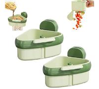 Générique Suction Cup Sink Corner Rack,Corner Sink Strainer,Triangle Kitchen Drain Basket,Faucet Sponge Storage Rack,Button Design,One-Touch Dumping,Food Waste Catcher for Sink,for Kitchen (Green)