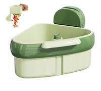 Générique Suction Cup Sink Corner Rack, Upgraded Hanging Kitchen Sink Strainer Basket, Corner Hanging, Sinks Corner Food Waste Collector (GREEN)