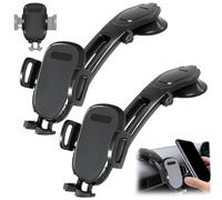 Générique Suction Type Downward Bending Phone Mount, Car Suction Cup Phone Mount, with One-Touch Release Clamp, Universal Car Windshield Silicone Suctions Cup 360 Degree Mounts Holder Stand (Black*2)