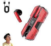 Générique Suerteyay Semi-in-Ear Wireless Headset, Semi in Ear Bone Conduction Earbuds Bluetooth, Mecha Appearance, HiFi Sound, Long Battery Life, Clear Stereo for Games and Daily Use (Red)