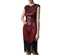 Générique Summer Dress Femmes Mode 1920 s Sexy décontracté Gothique Robe Grande Taille Sequin Gland 20 s Fille Costume Robe de soirée(Red,M)