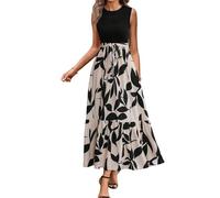 Générique Summer Dress Ladies Long A Lines, Summer Dress Ladies Elegant, Round Neck Sleeveless Casual (E,TG)
