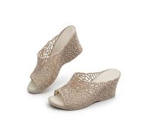 Générique Summer perforated high-heeled sandals, Breathable Elevated Platform Slipper fashionable beach slippers, Dressy Sandal, Rubber Sole, Casual Slip on Summer Shoes (White,36)