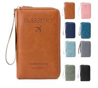 Générique Summer Simple Plain Passport Cases Back to School, Charm Infinite Travel Wallet, Multi-Functional Zipper Travels Cards Holder, Blocking Card Holder, for School, Outdoor (Brown)