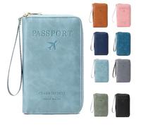 Générique Summer Simple Plain Passport Cases Back to School, Charm Infinite Travel Wallet, Multi-Functional Zipper Travels Cards Holder, Blocking Card Holder, for School, Outdoor (Sky Blue)