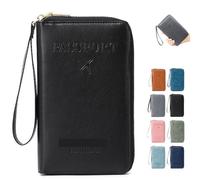 Générique Summer Simple Plain Passport Cases Back to School, Multi-Functional Zipper Travel Card Holder, Travel Wallet, RFID Blocking Card Holder (Black)