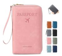 Générique Summer Simple Plain Passport Cases Back to School, Multi-Functional Zipper Travel Card Holder, Travel Wallet, RFID Blocking Card Holder (Pink)