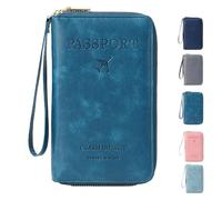 Générique Summer Simple Plain Passport Cases Back to School, Travel Wallet, Multi-Functional Zipper Travel Card Holder, for School,Travel,Outdoor (Peacock Blue)